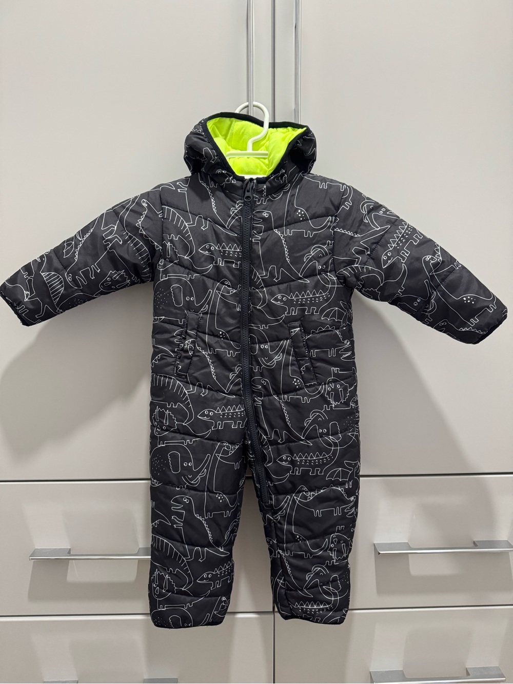 Carter's Black Dino-Print One-piece Snowsuit